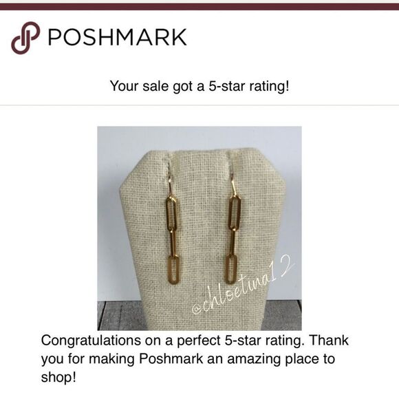 #27 Gold Rectangle Earrings, paperclip earrings - Picture 5 of 6